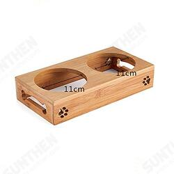 Double Pet Dog Bowl Stainless Steel Pet Bowl Bamboo Bottom Food Water Dual-use Pet Bowl Double Pet Dog Bowl Stainless Steel Pet Bowl Bamboo Bottom Food Water Dual-use Pet Bowl