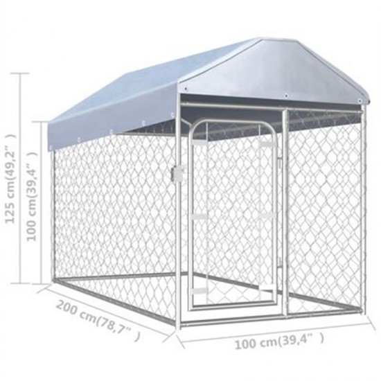144492 Outdoor Kennel with Roof 200x100x125cm Pet Supplies Dog House Pet Home Cat Bedpen Fence Playpen