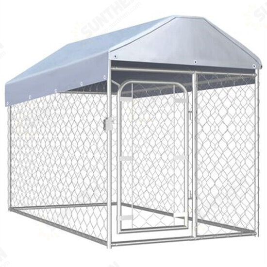 144492 Outdoor Kennel with Roof 200x100x125cm Pet Supplies Dog House Pet Home Cat Bedpen Fence Playpen