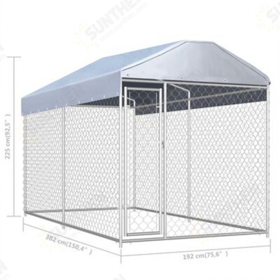 17.2 m³ Outdoor Dog Kennel 145024 Puppy Heavy Duty Cage Galvanized Steel Frame Fence Playpen Exercise Pen Chicken Coop Run House Pet Supplies Waterproof Cover Metal Mesh Barrier