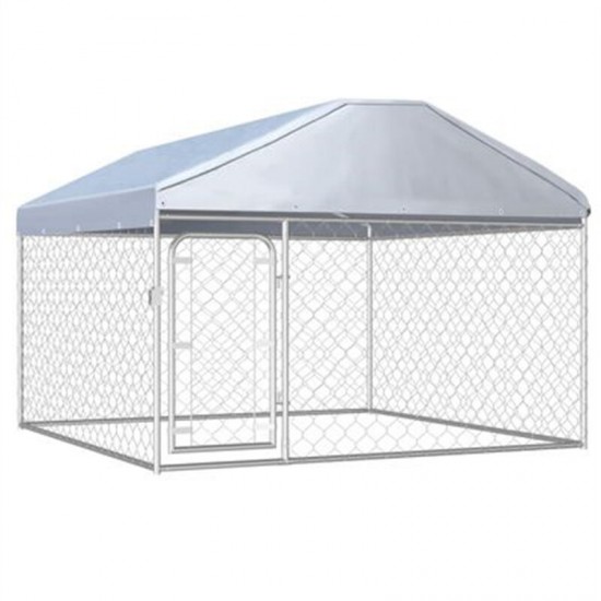 Outdoor Dog Kennel 144493 Puppy Heavy Duty Cage Galvanized Steel Frame Fence Playpen Exercise Pen Chicken Coop Run House Pet Supplies Waterproof Cover Metal Mesh Barrier