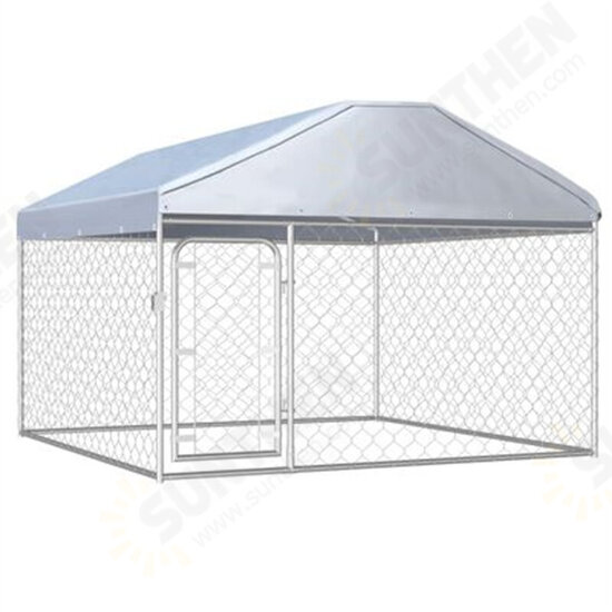 Outdoor Dog Kennel 144493 Puppy Heavy Duty Cage Galvanized Steel Frame Fence Playpen Exercise Pen Chicken Coop Run House Pet Supplies Waterproof Cover Metal Mesh Barrier