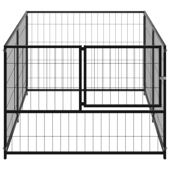 150790 Outdoor Dog Kennel Black 200x100x70 cm Steel House Cage Foldable Puppy Cats Sleep Metal Playpen Exercise Training Bedpan Pet Supplies