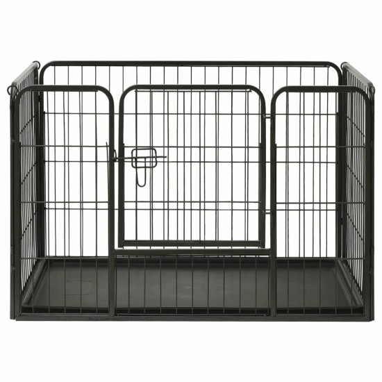 170575 Outdoor Dog Playpen Steel 91.5x59x61 cm House Cage Foldable Puppy Cats Sleep Metal Playpen Exercise Training Bedpan Pet Supplies