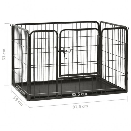170575 Outdoor Dog Playpen Steel 91.5x59x61 cm House Cage Foldable Puppy Cats Sleep Metal Playpen Exercise Training Bedpan Pet Supplies