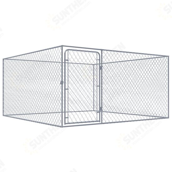 170819 Outdoor Dog Kennel Galvanised Steel 2x2x1 m House Cage Foldable Puppy Cats Sleep Metal Playpen Exercise Training Bedpan Pet Supplies