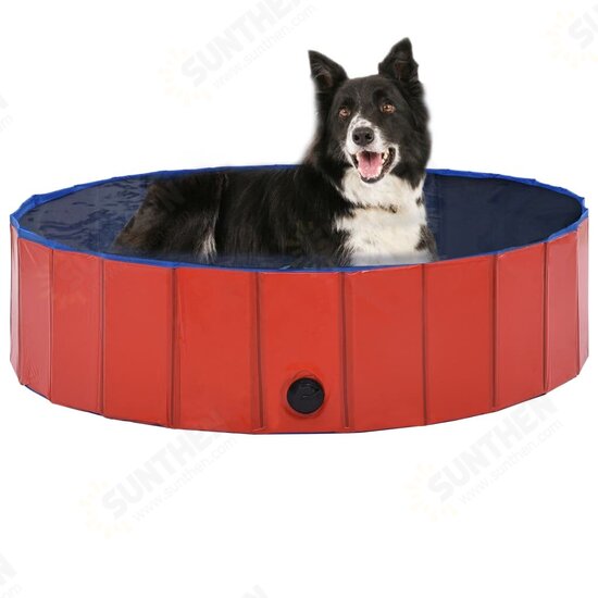 170823 Foldable Dog Swimming Pool Red 120x30 cm PVC Puppy Bath Collapsible Bathing for Cats Playing Kids Bathtub Pet Supplies