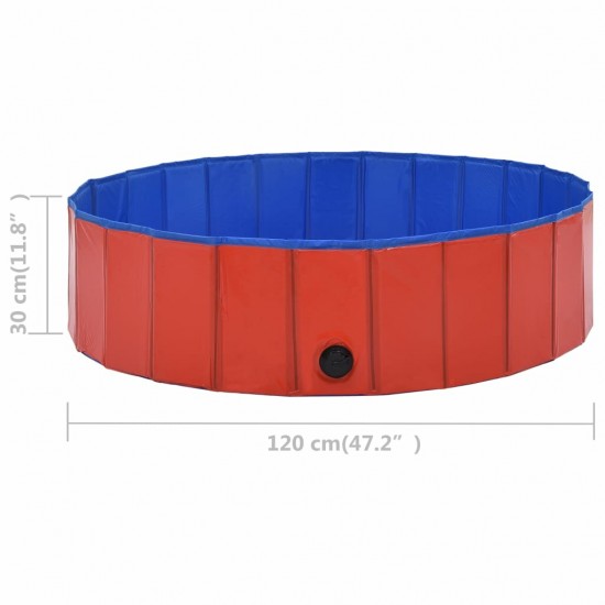 170823 Foldable Dog Swimming Pool Red 120x30 cm PVC Puppy Bath Collapsible Bathing for Cats Playing Kids Bathtub Pet Supplies