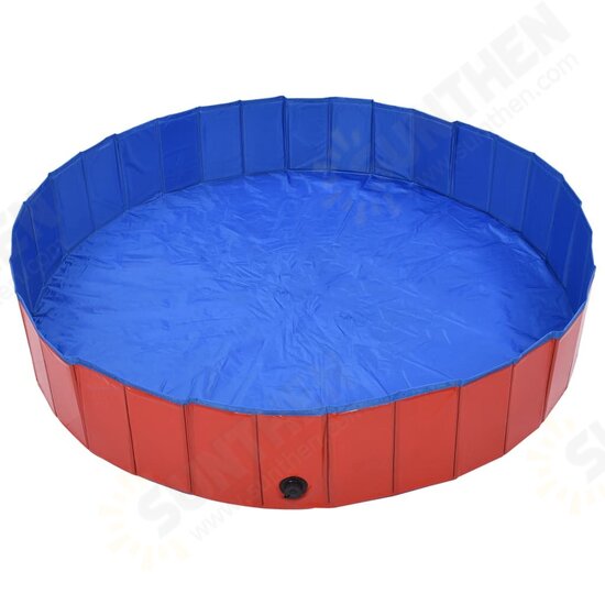 170824 Foldable Dog Swimming Pool Red 160x30 cm PVC Puppy Bath Collapsible Bathing for Cats Playing Kids Bathtub Pet Supplies