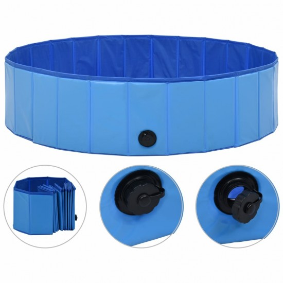 170826 Foldable Dog Swimming Pool Blue 120x30 cm PVC Puppy Bath Collapsible Bathing for Cats Playing Kids Bathtub Pet Supplies