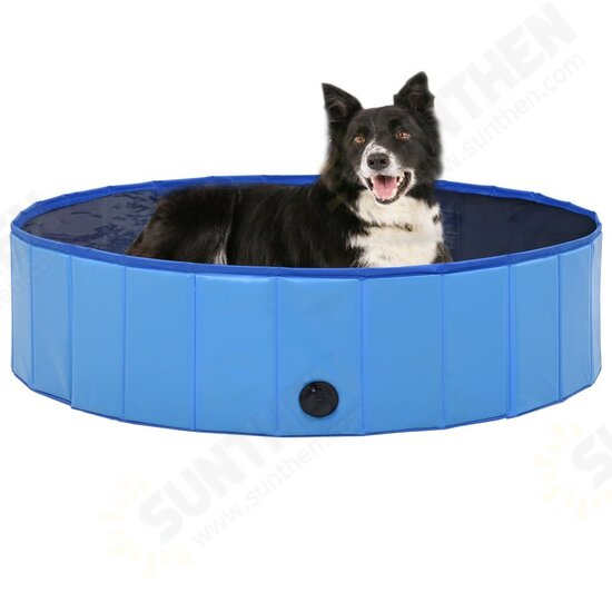 170826 Foldable Dog Swimming Pool Blue 120x30 cm PVC Puppy Bath Collapsible Bathing for Cats Playing Kids Bathtub Pet Supplies