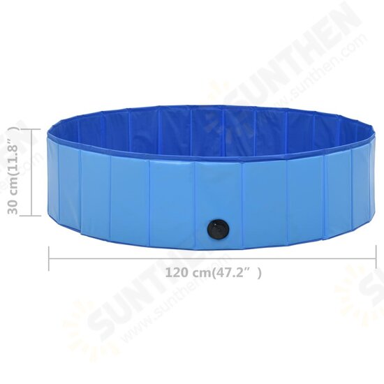 170826 Foldable Dog Swimming Pool Blue 120x30 cm PVC Puppy Bath Collapsible Bathing for Cats Playing Kids Bathtub Pet Supplies