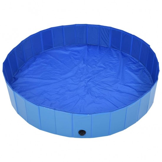 170827 Foldable Dog Swimming Pool Blue 160x30 cm PVC Puppy Bath Collapsible Bathing for Cats Playing Kids Bathtub Pet Supplies