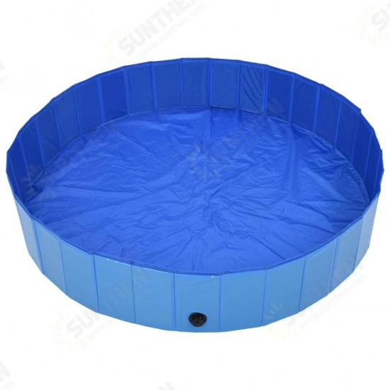 170827 Foldable Dog Swimming Pool Blue 160x30 cm PVC Puppy Bath Collapsible Bathing for Cats Playing Kids Bathtub Pet Supplies