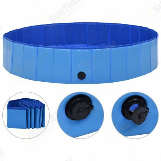 170827 Foldable Dog Swimming Pool Blue 160x30 cm PVC Puppy Bath Collapsible Bathing for Cats Playing Kids Bathtub Pet Supplies