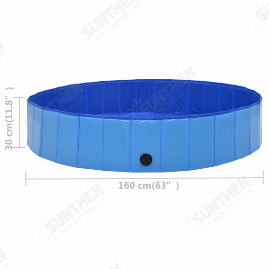 170827 Foldable Dog Swimming Pool Blue 160x30 cm PVC Puppy Bath Collapsible Bathing for Cats Playing Kids Bathtub Pet Supplies