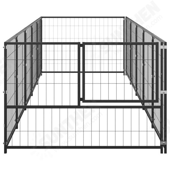 3082095 Outdoor Dog Kennel Black 5 m² House Cage Foldable Puppy Cats Sleep Metal Playpen Exercise Training Bedpan Pet Supplies