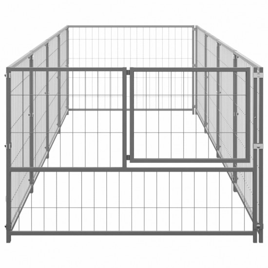 3082102 Outdoor Dog Kennel Silver 4 m² Steel House Cage Foldable Puppy Cats Sleep Metal Playpen Exercise Training Bedpan Pet Supplies