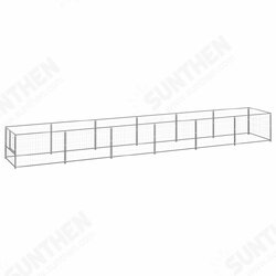 3082104 Outdoor Dog Kennel Silver 6 m² Steel House Cage Foldable Puppy Cats Sleep Metal Playpen Exercise Training Bedpan Pet Supplies