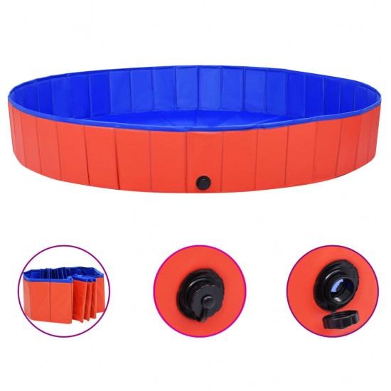 92600 Foldable Dog Swimming Pool Red 200x30 cm PVC Puppy Bath Collapsible Bathing for Cats Playing Kids Bathtub Pet Supplies
