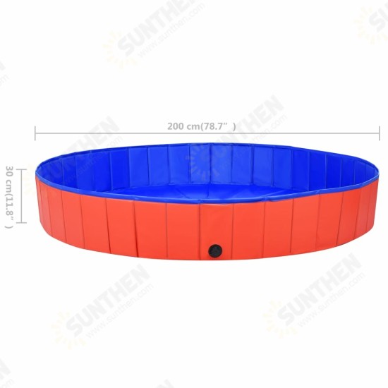 92600 Foldable Dog Swimming Pool Red 200x30 cm PVC Puppy Bath Collapsible Bathing for Cats Playing Kids Bathtub Pet Supplies