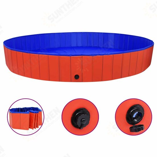 92601 Foldable Dog Swimming Pool Red 300x40 cm PVC Puppy Bath Collapsible Bathing for Cats Playing Kids Bathtub Pet Supplies