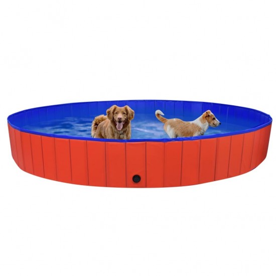 92601 Foldable Dog Swimming Pool Red 300x40 cm PVC Puppy Bath Collapsible Bathing for Cats Playing Kids Bathtub Pet Supplies