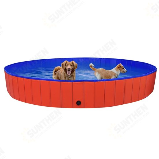 92601 Foldable Dog Swimming Pool Red 300x40 cm PVC Puppy Bath Collapsible Bathing for Cats Playing Kids Bathtub Pet Supplies