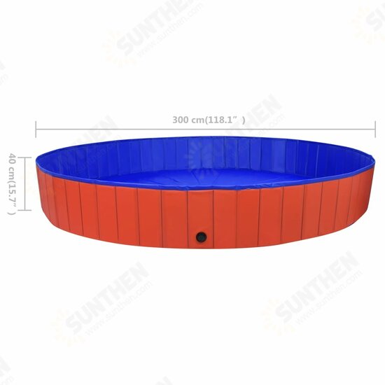 92601 Foldable Dog Swimming Pool Red 300x40 cm PVC Puppy Bath Collapsible Bathing for Cats Playing Kids Bathtub Pet Supplies