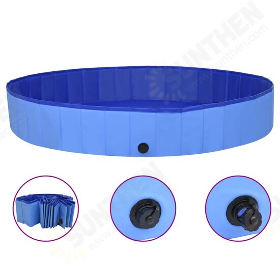 92602 Foldable Dog Swimming Pool Blue 200x30 cm PVC Puppy Bath Collapsible Bathing for Cats Playing Kids Bathtub Pet Supplies