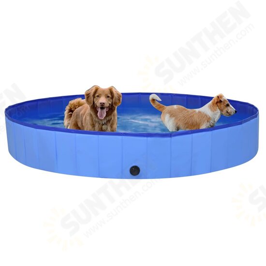 92602 Foldable Dog Swimming Pool Blue 200x30 cm PVC Puppy Bath Collapsible Bathing for Cats Playing Kids Bathtub Pet Supplies