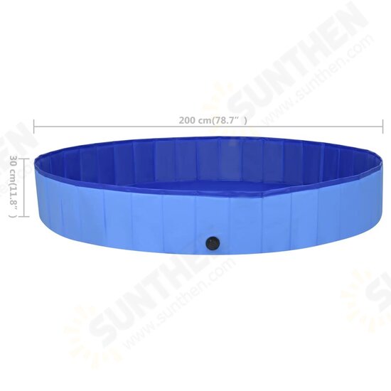 92602 Foldable Dog Swimming Pool Blue 200x30 cm PVC Puppy Bath Collapsible Bathing for Cats Playing Kids Bathtub Pet Supplies