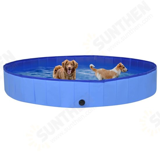 92603 Foldable Dog Swimming Pool Blue 300x40 cm PVC Puppy Bath Collapsible Bathing for Cats Playing Kids Bathtub Pet Supplies