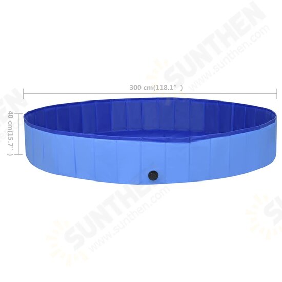 92603 Foldable Dog Swimming Pool Blue 300x40 cm PVC Puppy Bath Collapsible Bathing for Cats Playing Kids Bathtub Pet Supplies