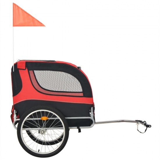 [EU] Pet Bike Trailer 91765 Dog Carrier for Dogs and Pets with Durable Frame Breathable Protective Net Pet Cart, Easy Assembly, Strong Bearing