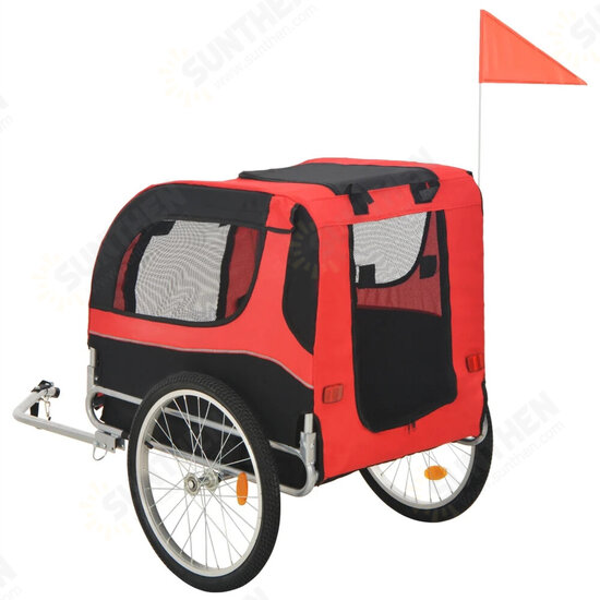 [EU] Pet Bike Trailer 91765 Dog Carrier for Dogs and Pets with Durable Frame Breathable Protective Net Pet Cart, Easy Assembly, Strong Bearing