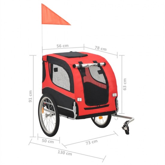 [EU] Pet Bike Trailer 91765 Dog Carrier for Dogs and Pets with Durable Frame Breathable Protective Net Pet Cart, Easy Assembly, Strong Bearing