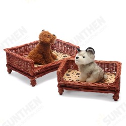 HAND WOVEN Wicker Pet Bed Dog Cat Basket Shabby Chic Sleeping Durable Washable HAND WOVEN Wicker Pet Bed Dog Cat Basket Shabby Chic Sleeping Durable Washable