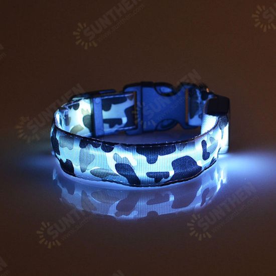 L Pet Dog LED Collar Nylon Safety Light Up Flashing Collar