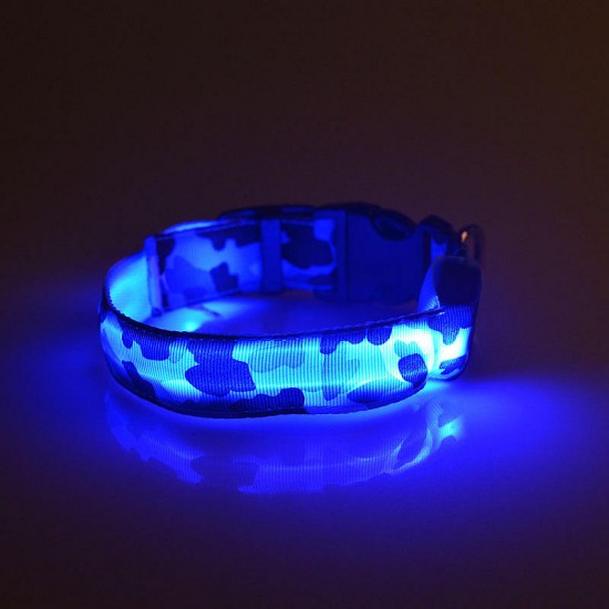 L Pet Dog LED Collar Nylon Safety Light Up Flashing Collar