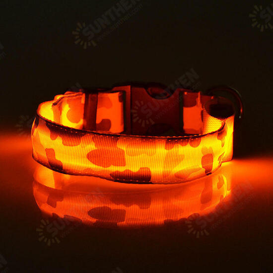 L Pet Dog LED Collar Nylon Safety Light Up Flashing Collar