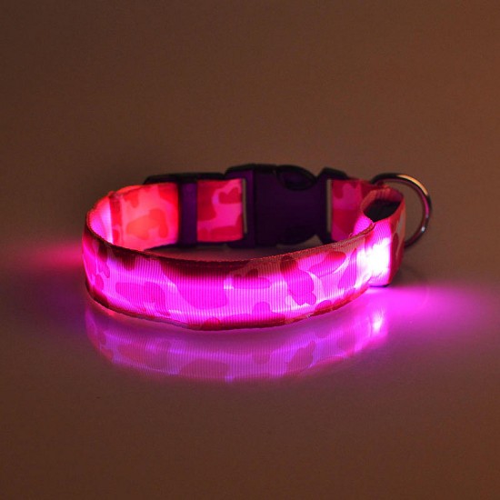 L Pet Dog LED Collar Nylon Safety Light Up Flashing Collar