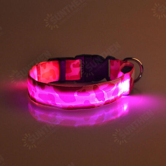 L Pet Dog LED Collar Nylon Safety Light Up Flashing Collar