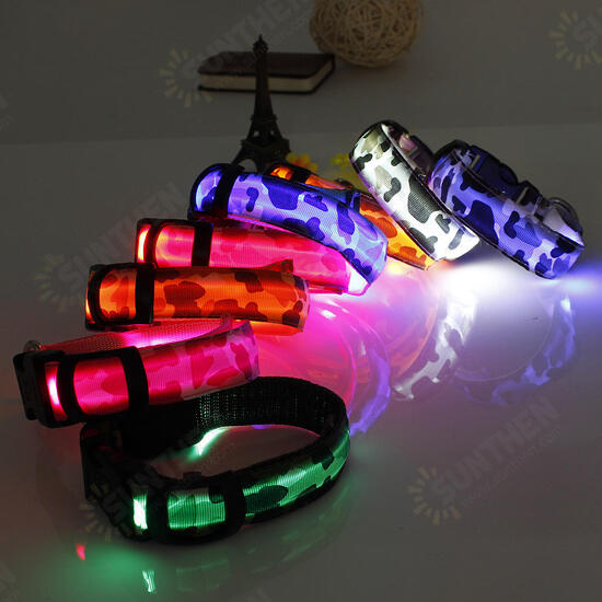 L Pet Dog LED Collar Nylon Safety Light Up Flashing Collar