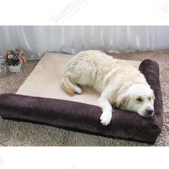 Luxury Corduroy Bolster Pet Dog Sofa Bed Puppy Fleece Bed Mat for Large Dog Pet Bed