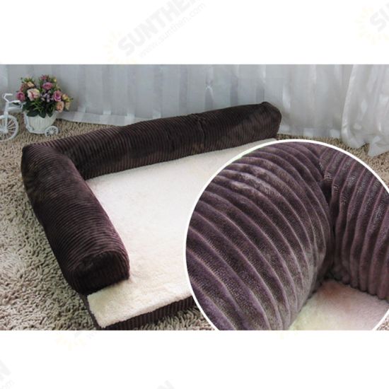 Luxury Corduroy Bolster Pet Dog Sofa Bed Puppy Fleece Bed Mat for Large Dog Pet Bed