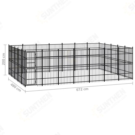 Outdoor Dog Kennel Steel 347.2 ft²