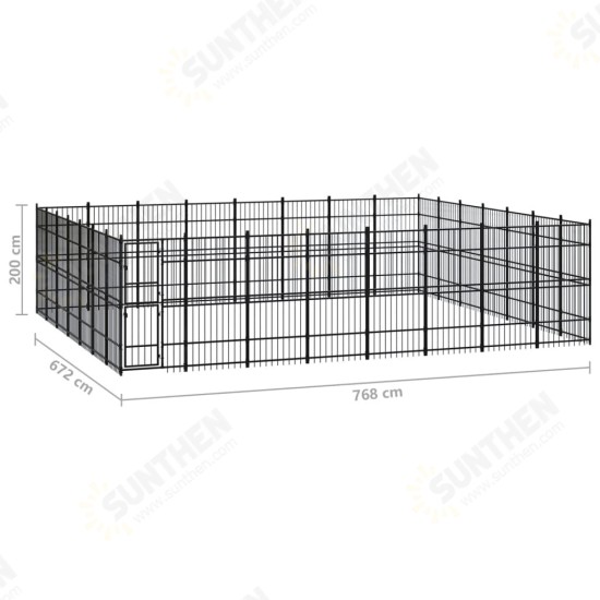 Outdoor Dog Kennel Steel 555.5 ft²