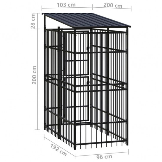 Outdoor Dog Kennel with Roof Steel 19.8 ft²