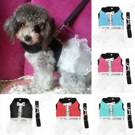 Pet Dog Cat Puppy Soft Lace Oxford Fabric Dress Skirt Clothing Vest Harness